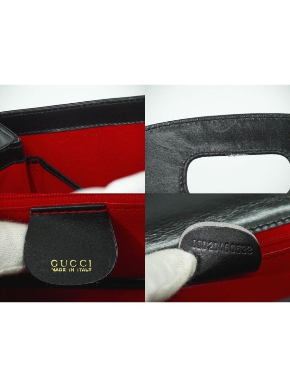 Gucci Bamboo 2-Way Shoulder Bag Handbag Pochette Leather Black - Picture 9 of 9